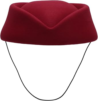 Mufeng Felt Stewardess Pillbox Hat Flight Attendant Fedoras Air Hostess Bowler Hats