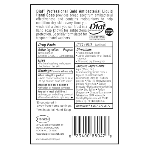 Dial Pro Gold Antibacterial plus Aloe Liquid Hand Soap, 128 oz. - image 2