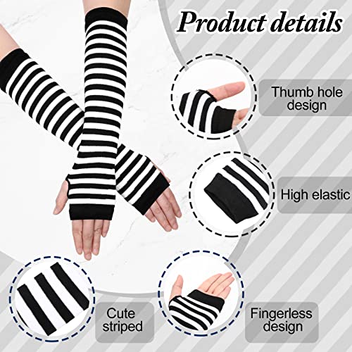 Image of Geyoga Arm Warmers Leg Warmers Striped Thigh High Socks Fingerless Gloves Stockings Christmas Halloween