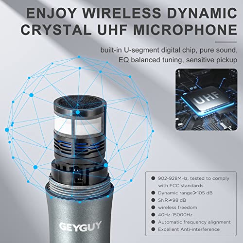Portable Bluetooth Pa Speaker System With Wireless Uhf Microphone,Geyguy,Rechargeable Karaoke Machine,8 Inch Subwoofer,Led/Tws/Line In/Fm (Gtsk8-2) #TOP3