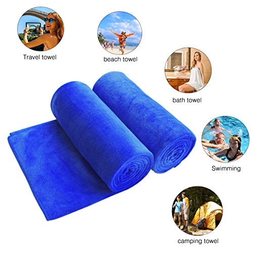 Jml Microfiber Bath Towels, Bath Towels Set 2 Pack (30" X 60") - Extra Soft And Absorbent, Quick Drying, Multipurpose Use As Bath Fitness Towel, Sports Towels, Yoga Towel, Dark Blue #TOP4