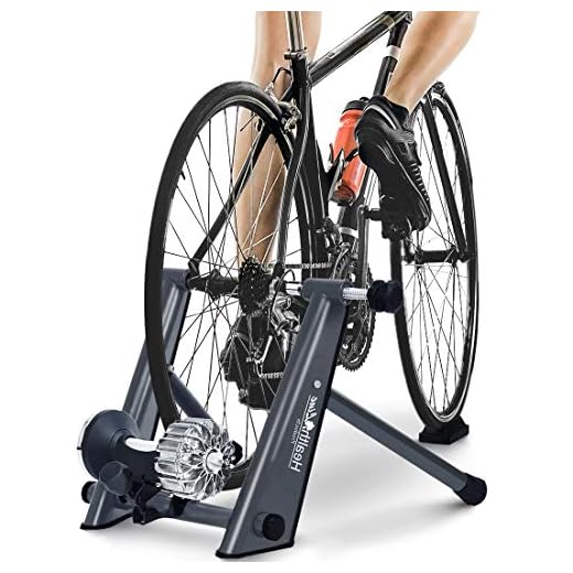 HEALTH LINE PRODUCT Indoor Fluid Bike Trainer, Stationary Exercise Cycling Heavy Duty Portable Stand, Fit 26-29" Mountain & Road Bicycle with Sweat Guard/Quick Release/Riser Block