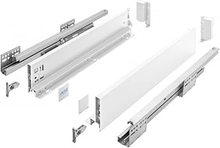 GTV Schubladensystem AXIS PRO - Schubkastengarnitur mit Vollauszug und Soft-Close - Länge 500 mm - Höhe 86 mm - Farbe Weiß