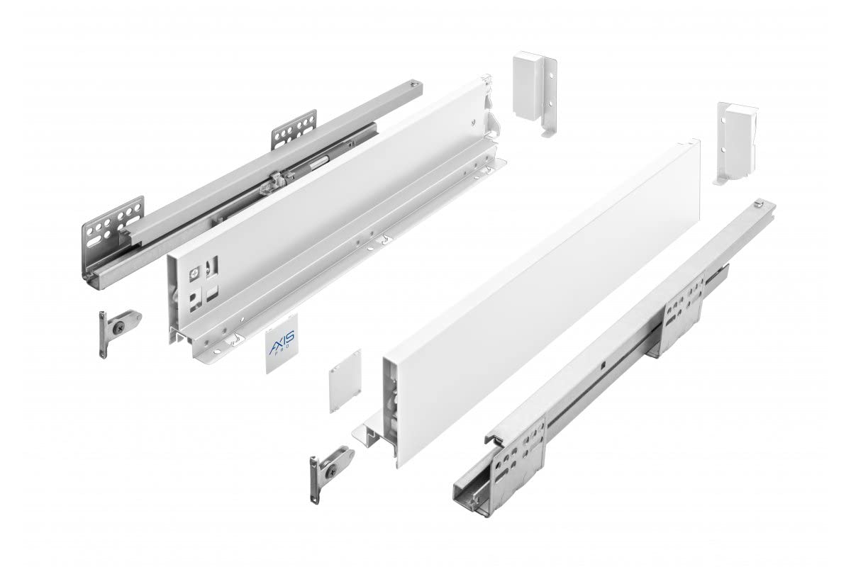 Gtv White Axis Pro Drawer System I Drawer Set With Full Extension And Integrated Damping I I Load Capacity Up To 40 Kg I Soft-Close I Free Access I Width 550 Mm I Height 86 Mm