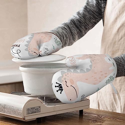 Fpink Dinosaur Princess Unny Oven Mitts,Oven Gloves Kitchen,Oven Mitts Heat Resistant And Non-Slip,Oven Mitt For Kitchen Baking Cooking Bbq Mittens #TOP5