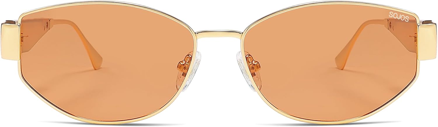 SOJOS Polarized Sunglasses for Women,Trendy Hexagonal Sun Glasses Retro Shades UV400 SJ1257 Gold/Orange