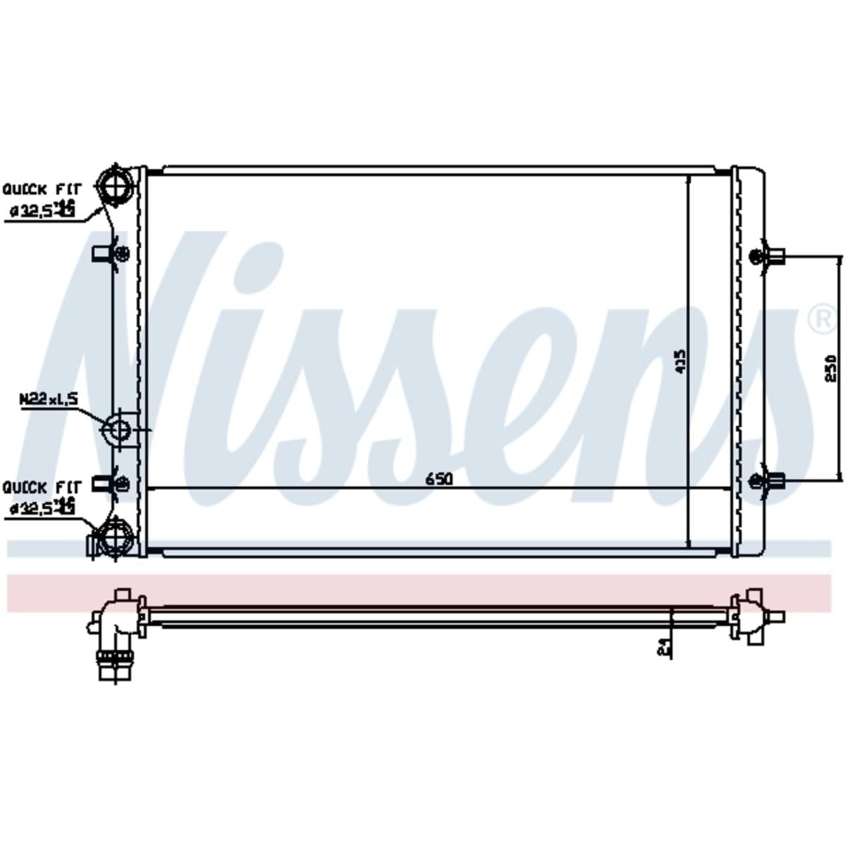 NISSENS Radiatore, Raffreddamento motore 652011 Compatibile con: AUDI A3, TT, TT Roadster, SEAT LEON, TOLEDO II, SKODA OCTAVIA I, OCTAVIA I Combi, VW BORA I, BORA Variant, GOLF IV, GOLF IV Variant