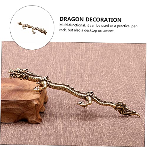 Image of LIFKOME Dragon Pen Holder Desktop Ornament Antique Dragon Model Multi-Functional Calligraphy Brush Stand Unique Decorative Writing Rack for Home Office