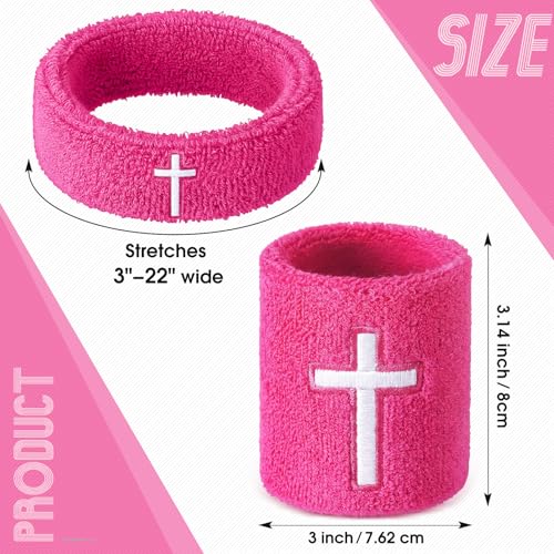 Image of Soulchen 4 pcs Cross Bicep Bands Wrist Bands Christian Arm Sweat Wristbands Absorbent Armband for Men Women Football Baseball Players Sports Activities Supplies