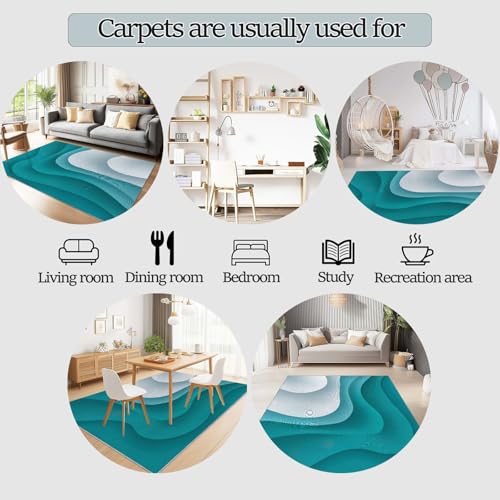 Tapis de chambre bleu-vert abstrait pour descente de lit