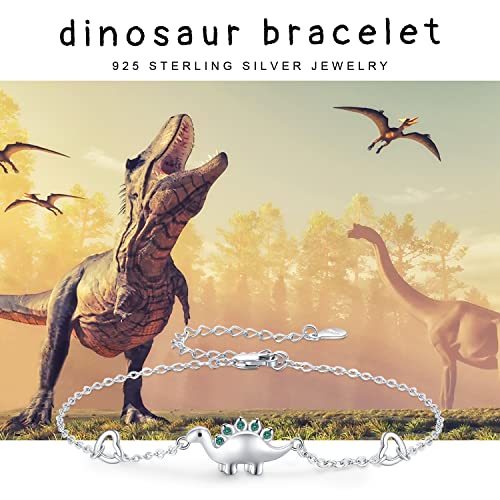 925 Sterling Silver Bracelets Anklet Christmas Gift For Women Adjustable Rose Heart Elephant Evil Eye Jewelry For Teen Girls (Dinosaur) #TOP4