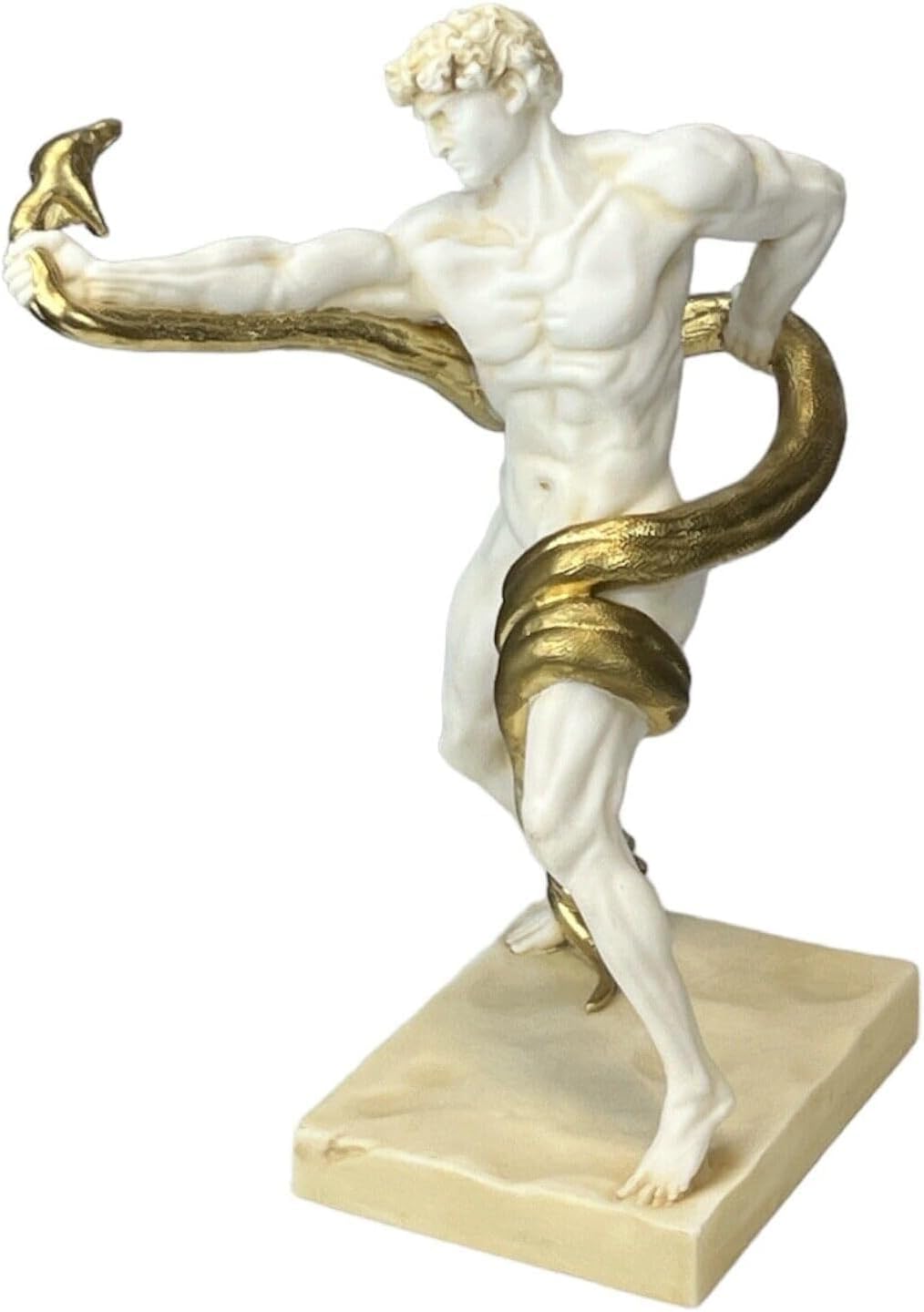 an Athlete Wrestling with a Python Man Snake Gold Cast Marble Statue ...