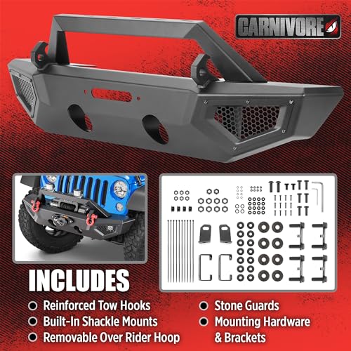 Image of Carnivore Mid Width Front Bumper - Jeep Wrangler JK, JL & Gladiator JT 2007-2023 Compatible, Fits Winches Up To 12,000 Lbs.