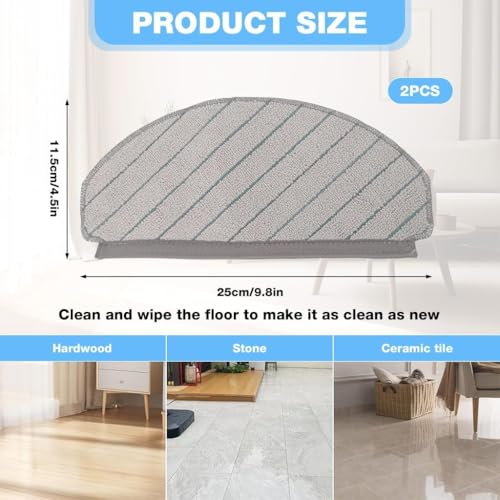 Image of Replacement Mop Pads Compatible with Ecovacs DEEBOT N20, N30 and N30 Plus, Microfibre Cleaning Cloth, Pack of 2
