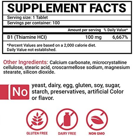 Miniatura 2 de Peter's Choice B1 Tabletas Suplemento dietético (B1 100 mg, 100 Tabletas)