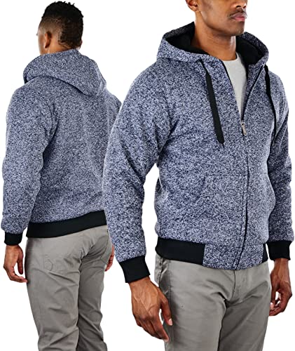 Image of ToBeInStyle Men's Polar Fleece Long Sleeve Zip Up Kangaroo Pocket Cold Weather Hoodie Jacket