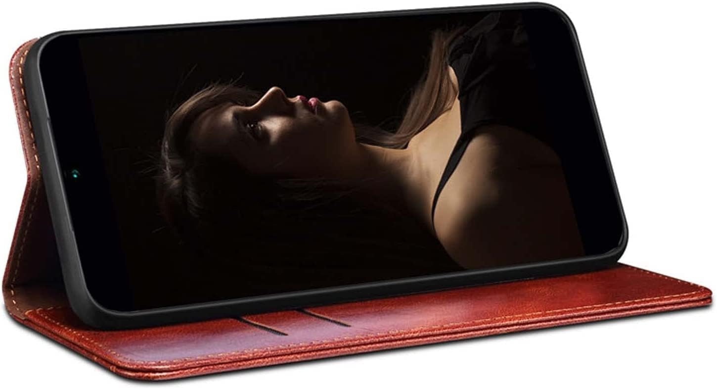 Flip Phone Case Wallet [Card Holder], for Apple iPhone 14 Plus (2022) 6.7 Inch Leather Stend Function Folio Cover (Color : Brown)