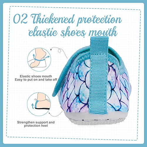 Hiitave Girls Water Shoes Outdoor Quick Dry Swim Barefoot Beach Aqua Pool Socks For Kids Toddler Aqua/Mermaid Scales2-3 M Us Little Kid #TOP2