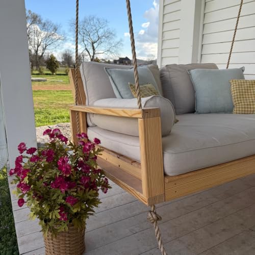Image of Malvern 4 Foot Wood Porch Swing Bed in Unfinished, Amish Handcrafted Daybed Style Swing