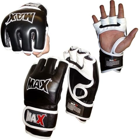 Max UFC Grappling Gloves Boxing,Cage Fight Blk/W loop - Size MEDIUM Cover