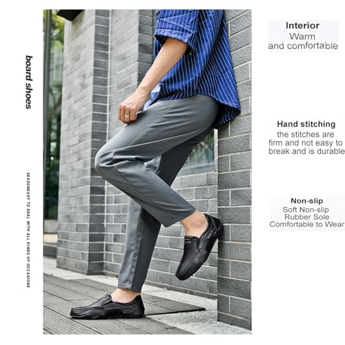 Men's Classic Business Leather Hand Stitched Flat Loafers Outdoor Comfortable Non-Slip Lightweight Driving Casual Shoes3