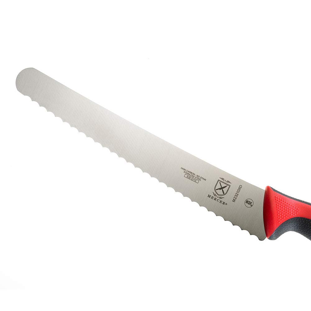 Mercer Culinary Millennia Color - Coltello da pane con manico ondulato, 25,4 cm, colore: Rosso