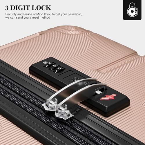 Apelila 4-Piece Expandable Suitcase Set with TSA Lock, 20% Extra Capacity, 360° Spinner Wheels, Lightweight Textured Fabric Luggage (18", 20", 24", 28") for Men and Women Travel (Champagne Gold)