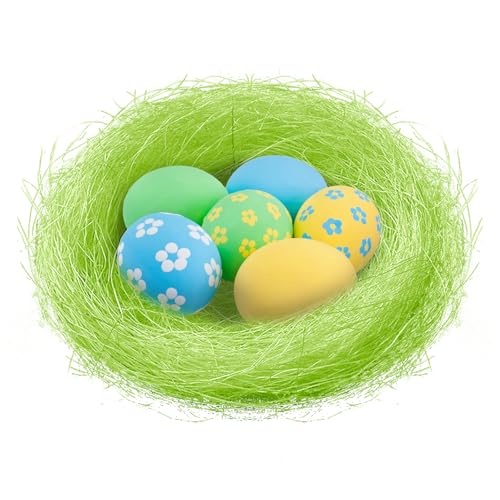 Dwafill Decorazioni Pasquali, Pasqua Decorazioni, Decorazione Pasquale, Paglia per Cesti, Cesto Pasquale, Nidi Decorativi Pasquali, Erba, Fieno, Caccia alle Uova di Pasqua (Verde Chiaro, 100g)