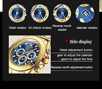 OLEVS Men's Watches Luxury Dress Stainless Steel Chronograph Quartz Watch