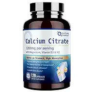 NATURE TARGET Calcium Citrate 1200mg, Healthy Bone & Immune Support - High Absorption Cal Citrate for Women & Men, Gentle on Digestion, Gluten Free, 120 Capsules