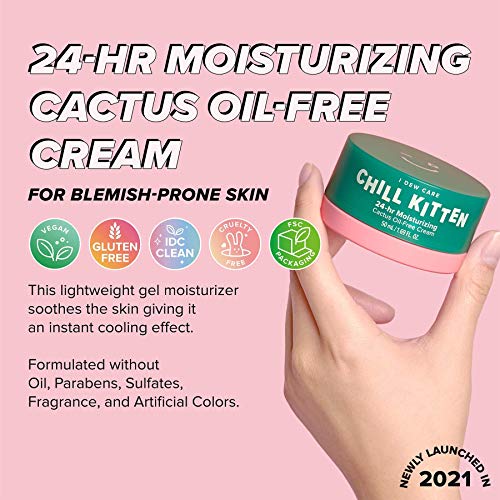 I Dew Care Moisturizer Face Cream - Chill Kitten | 24 Hour, Aloe Vera Gel For Dry, Red Skin, Cactus Oil-Free, 1.69 Fl Oz #TOP1