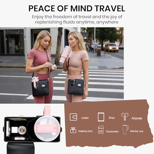 Image of Asaint Stanley Cup Purse Crossbody Bag for 40oz Tumbler with Handle, Water Bottle Purse Pocket Adjustable Strap