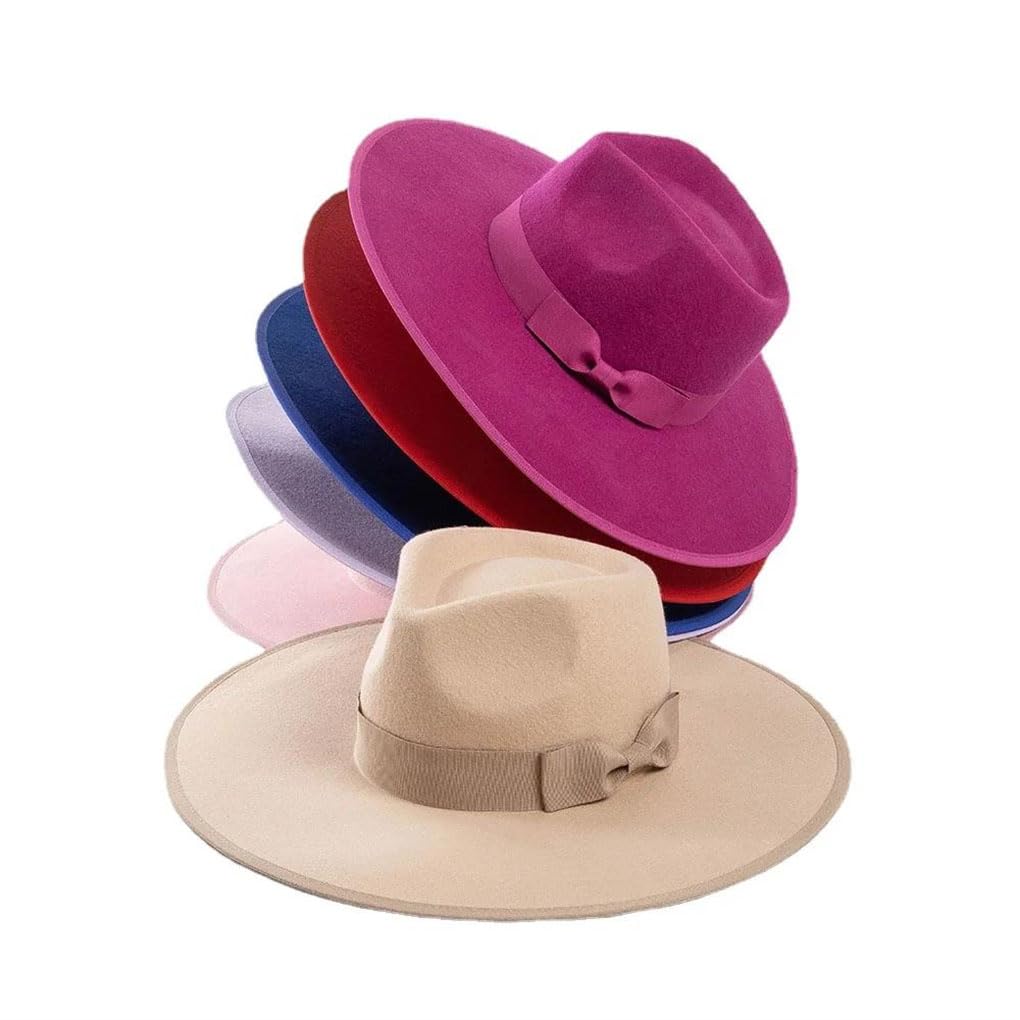 Cappello Fedora a tesa larga in lana con fiocco decorativo per donne e uomini, cappello in feltro per feste, matrimoni, shopping