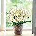 GTIDEA 2pcs Artificial Silk Mini Lily Faux Flowers Bouquet Arrangements Home Kitchen Weeding Party Table Decor White