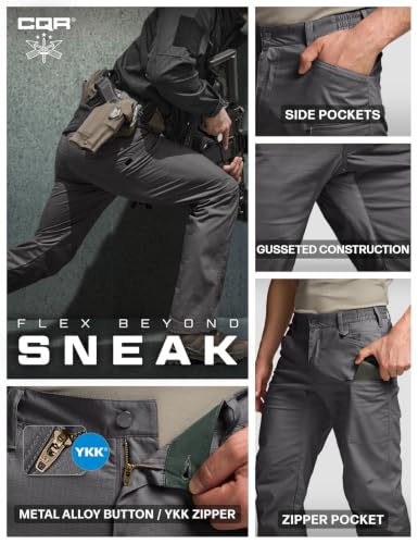 Image of CQR Men's Flex Stretch Tactical Pants, Water Resistant Ripstop Cargo Pants, Lightweight EDC Outdoor Work Hiking Pants