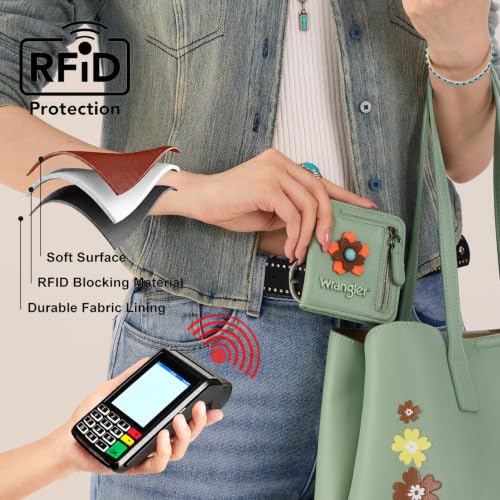 Image of Montana West X Wrangler Small Wallets Woman Slim Thin Wallet Card Cases Money Organizer Cute Wallets Women with Rfid Lining