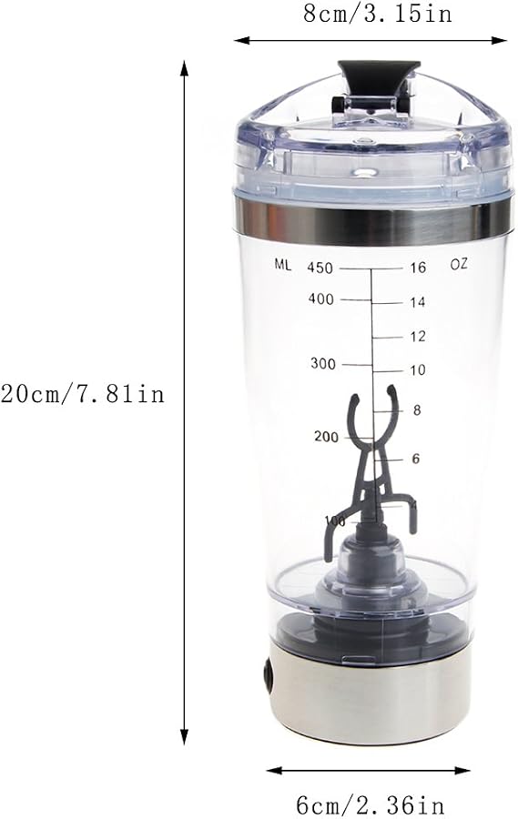 450ml Protein Shaker Water Bottle for Electric Automatic Mixer Smart Cup Mixer Shaker Bottle Electric Protein Shaker Cup Auto Shake Mixer Drink Juicer Coffee Mixing Mug Electric Shaker Cup