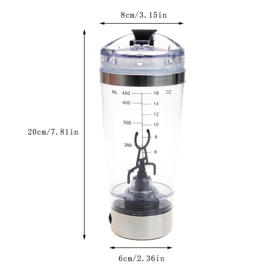 450 ml BPA Protein Shaker Water Bottle Electric Automatic Mixer For Smart Cup Protein Auto Shake Drink Juicer Coffee Mixing Mug Self Stirring Shake Drink Blender Juicer Trasparente Creative Auto Mug