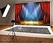 Laeacco 10x7ft Bright Round Wooden Stage Backdrop Vinyl Bright Interlaced Spotlights Red Curtain Rustic Vintage Wooden Floor Background Performance Show Award Ceremony Banner Talent Show Shoot