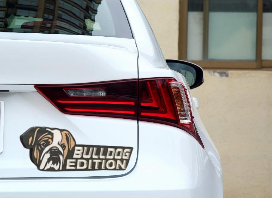 Image of Cute Dog Car Badge Laser Cutting Car Emblem,Funy 3D Acrylic Dogs Badge Rated Car Emblem Automotive Badge Decals and Stickers for Car, Truck, Rv, Boat Exterior Decoration (Bulldog)