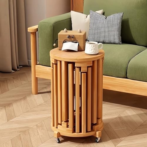 6 taburetes apilables de madera, taburete redondo anidado con ruedas silenciosas de 360° para el hogar, cocina, sala de estar, oficina