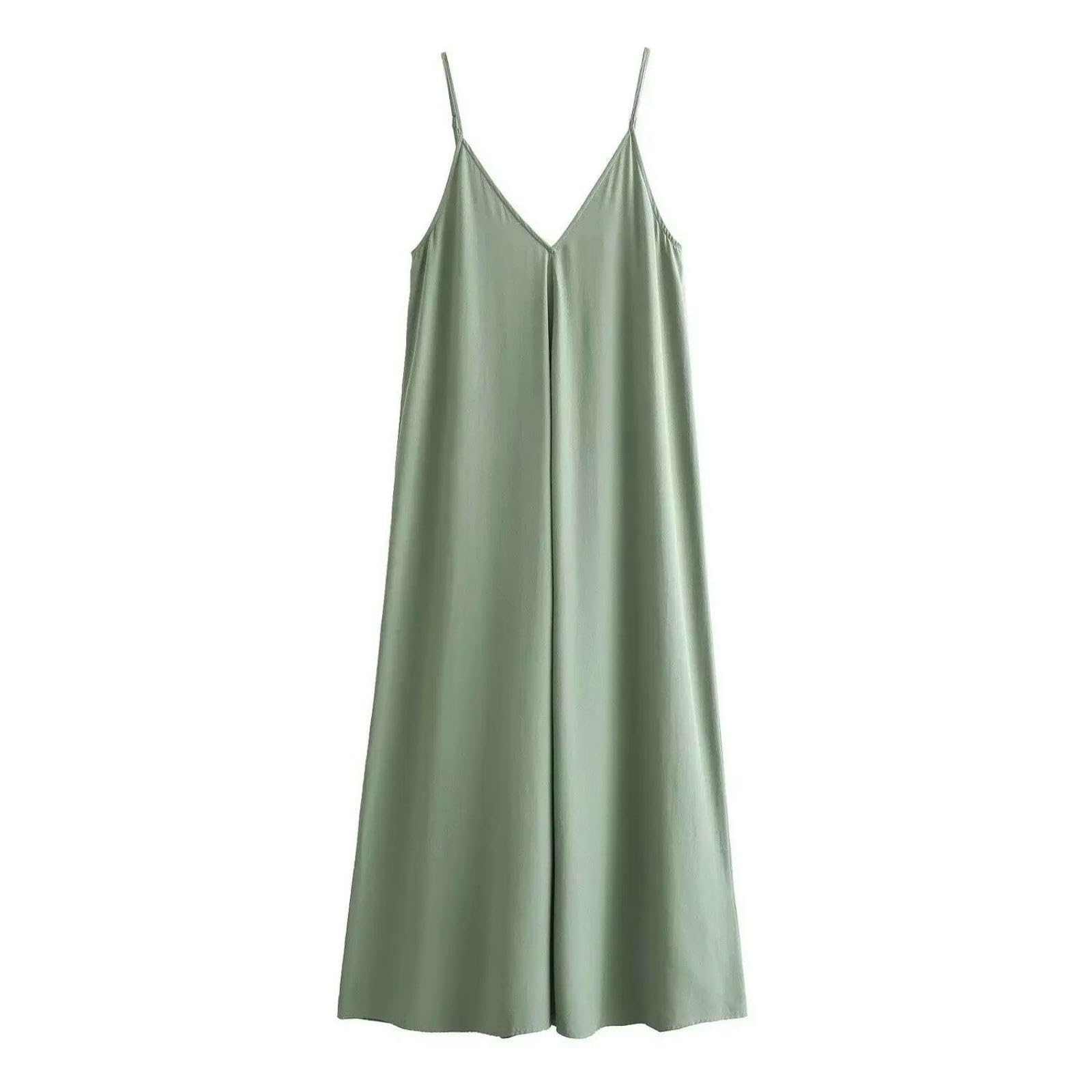 Abito Donna Lungo Nero Rosso da Donna, Spiaggia Estivo Drappeggiato Sexy Senza Schienale 2025 Vestito Sera per Feste-Verde-l