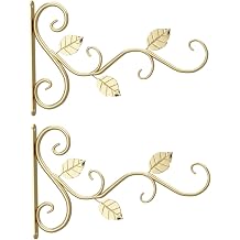 Plant Hangers Outdoor,Hanging Bracket Metal Plant Hooks Hanger Iron Wall Hanging Support Basket Holder Gold for Balcony Garden Decor 2PCS