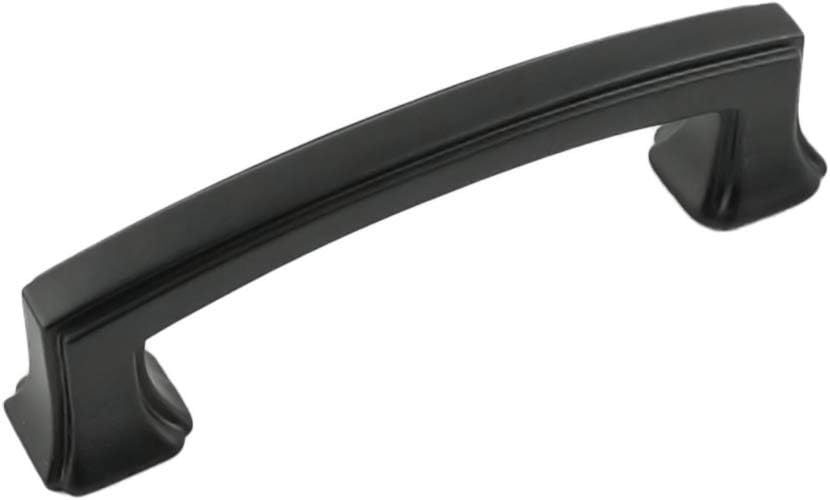 Hickory Hardware 10 Pack Solid Core Kitchen Cabinet Pulls, Luxury Cabinet Handles, Hardware for Doors & Dresser Drawers, 3 Inch Hole Center, Matte Black, Bridges Collection