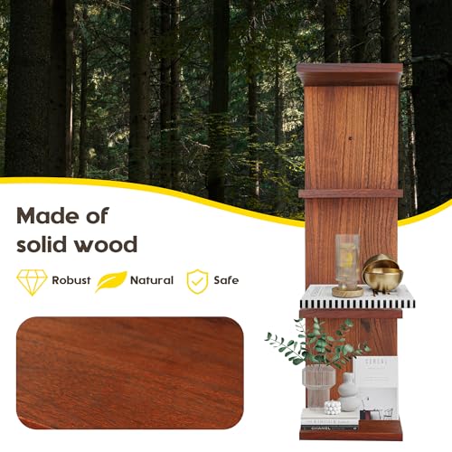 4 Tier Wall Shelf Unit,Vertical Column Lack Shelf for Room Decor,Walnut - image 4