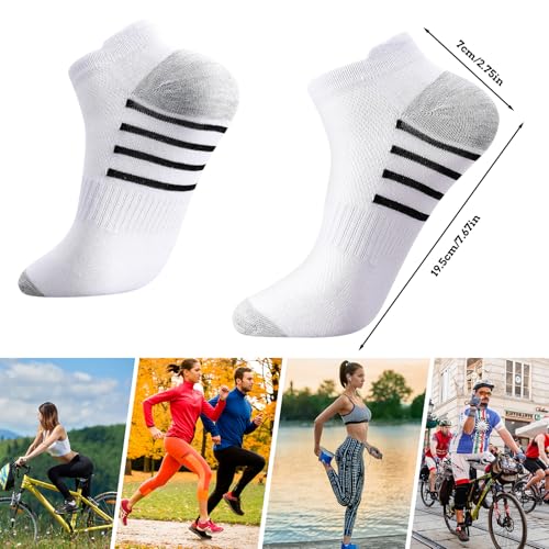 6-Pack Mens Ankle Socks, White Breathable Low Cut Socks for Men with Air Mesh, Size 6-122