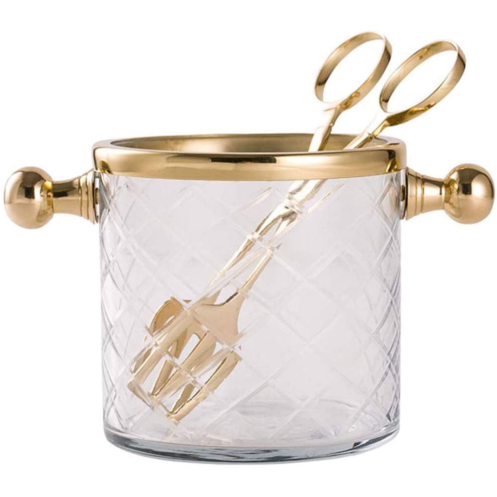 Cubitera de Cristal con asa y Pinzas: el Enfriador de Bebidas Ideal para Cerveza, Vino, champán y Prosecco.