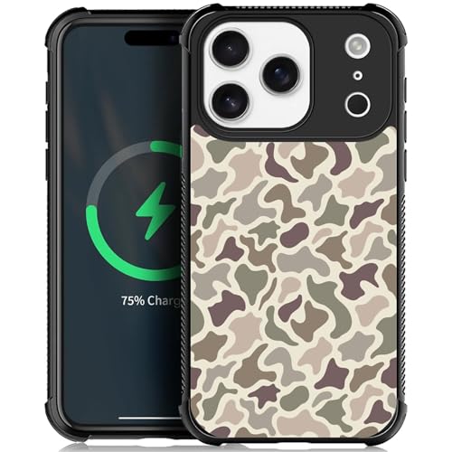NONMY Magnetic for iPhone 17 Pro/iPhone 18 Pro Case,S Compatible with MagSafe, TPU Bumper Hard PC Pattern Back Case Green Brown Camouflage