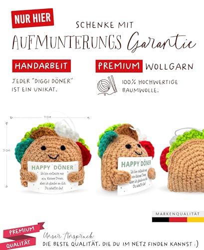 LOViLEE Happy Döner Diggi im Geschenkset - Positive Kartoffel inkl. Geschenkbeutel und Pocket Hug - Positive Potato, Glücksbringer Prüfung, Du schaffst das Geschenk, Glücksbringer Mann, Mutmacher