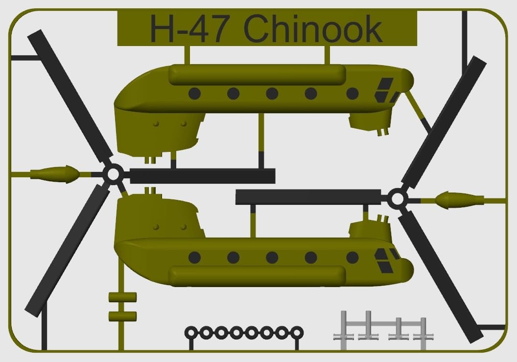 BHISRA FAB H-47 Chinook Military Helicopter Model Kit, Twin Rotor Aircraft Assembly Set, Scale Model DIY Construction Toy-image-1
